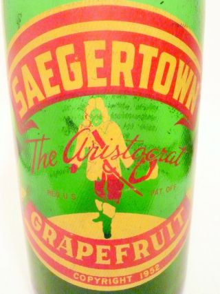 Vintage Acl Soda Bottle - Saegertown Grapefurit Of Sagertn - 32 Oz Acl Pop Bottle