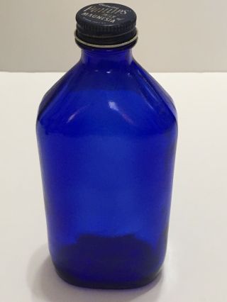 Vintage Phillips Milk Of Magnesia Bottle,  Vintage Cobalt Blue Bottle,  Bottle