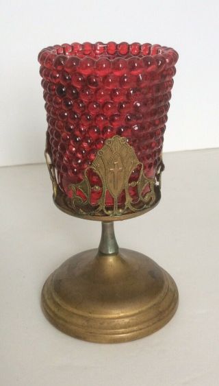 Vintage Solid Brass Catholic Church Prayer Votive Candle Holder