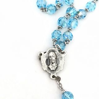 Tin - cut Sky Blue Crystal Rosary Beads From The Vatican In Italy 3