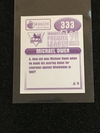 Merlin English Premier League 1997 - 1998 Michael Owen Rookie Sticker (333) 2