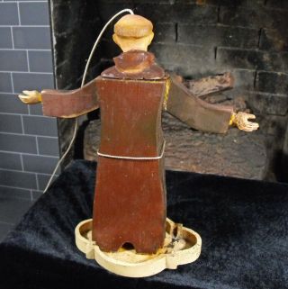 vintage wood & resin Monk Priest Holy Man BIRD FEEDER to watch over your flock 2