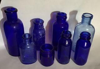 8 Vintage Cobalt Blue;Milk Of Magnesia Bottles Phillips Bromo Seltzer & More 2