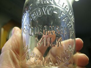 Vtg Alpena Ox - Bow - Farm Guernsey Milk Bottle 1/2 Pint Embossed Oxbow