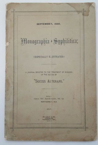 1884 Syphilis Sexual Disease Medical Pamphlet Dr.  Mcdade Montgomery Al W/ Ads