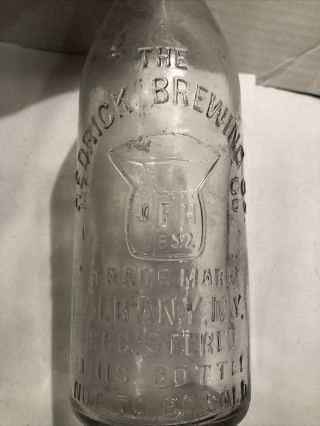 Vintage Hedrick Brewing Co Clear Blob Top Beer Bottle Albany Ny