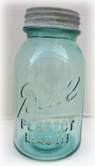 Rare 13 Ball Perfect Mason Jar With Ball Zinc Lid Blue Canning Jar Fruit Jar