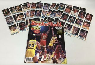 1990 - 91 Panini Nba Basketball Sticker Album W/ 180 Stickers Jordan Bird