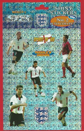 MERLIN ' S OFFICIAL WORLD CUP 1998 ENGLAND FOOTBALL STICKERS - FULL SET (PD03) 2