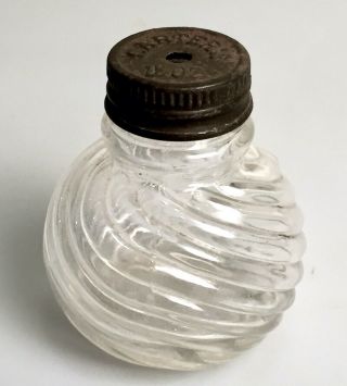 Antique Carter’s Ink Bottle Swirl Glass & Metal Top 1 1/2 Ounce Bottle