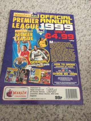 Merlins Premier League Kick Off Sticker Book 1998 Complete Exc Cond 2
