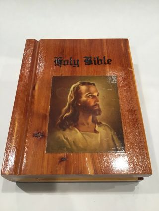 Holy Bible Dictionary Concordance King James Version In Wooden Cedar Box Case