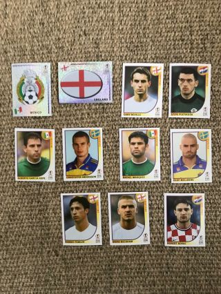 11 Odd Panini World Cup 2002 Stickers (with Two Team Foil Badges)