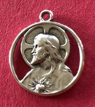 Vintage Catholic Religious Holy Medal // Sterling // Sacred Heart // Ol Carmel