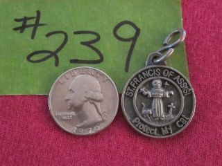 Antique Catholic Religious Medal - Saint Francis of Assisi - Protect My Cat 3