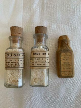 2 Antique Homeopathic Medicine Bottles Boericke & Tafel 1 Parke & Davis & Co.