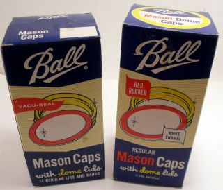 Vintage 2 Full Boxes Ball Mason Caps With Dome Lids Total 24 One Box