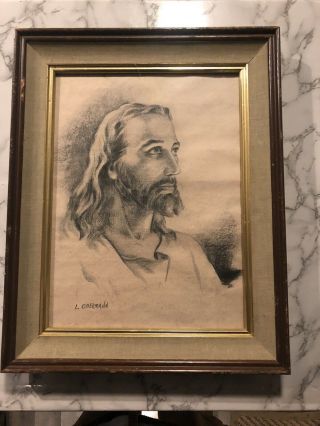 Drawing Of Jesus By L.  Obermann Frames 16 X 20” The