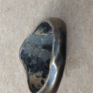 Antique Bronze Religious.  Ring Byzantine? TAU - RHO Etched unknown date 2