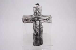Antique Vtg Religious Cast Metal Crucifix Wall Hang