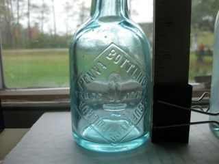True Squat 6 1/2 " Aqua Blob Top Bottle Penna Bottling & Supply Co Pa Philad.