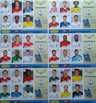 The Sun.  Panini World Cup 2018 Sticker Sheets.  Full Set Of 6