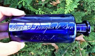 Bright Cobalt Blue Danl.  S.  Dengler & Son Philada Pa Food Or Oil Bottle