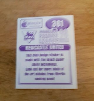 Merlin Premier League 98 Foil Sticker - 361 Newcastle United Badge - 1998 2