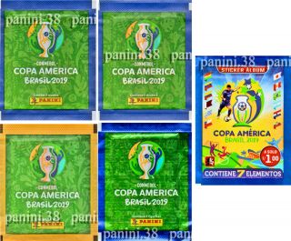 Rare 5 Versions " Copa America 2019 " Pochette,  Bustina,  Packet,  Tüte Panini 3r