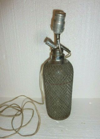 Antique Sparklets Glass & Metal Seltzer Bottle Made In Czechoslovakia Lamp