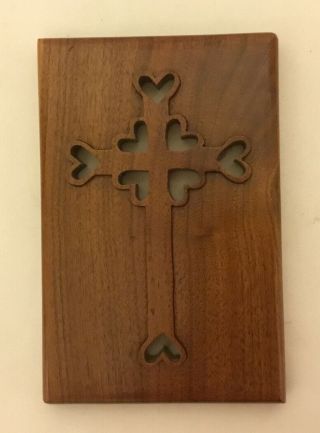 Vintage Hand Carved Wood Cross Wall Art Decor