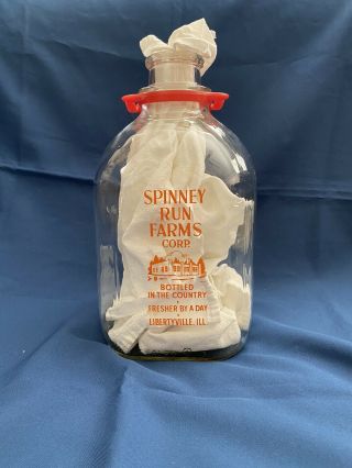 Vintage Spinney Run Farms Libertyville Il Milk Jug - Gallon - Graphics