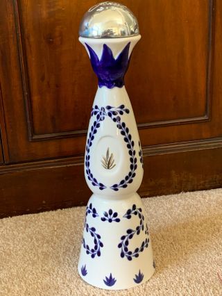 Clase Azul Reposado Tequila Bottle Empty 750ml,  Hand Painted Ceramic Bell Lid