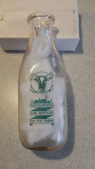 Ideal Farm Dairy La Porte,  IND IN Indiana Square Quart Pyroglazed Milk Bottle 2