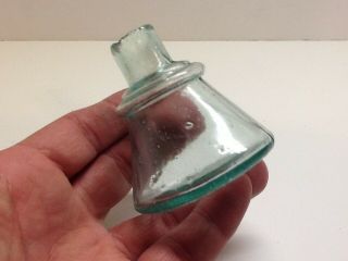 Antique Aqua Cone Shaped Burst Top Inkwell. 2