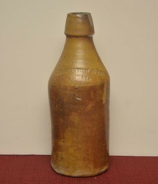 Johnston & Co.  Mead Philadelphia Marked Salt Glazed Stoneware Beer Bottle