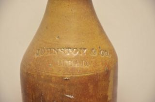 Johnston & Co.  Mead Philadelphia Marked Salt Glazed Stoneware Beer Bottle 2