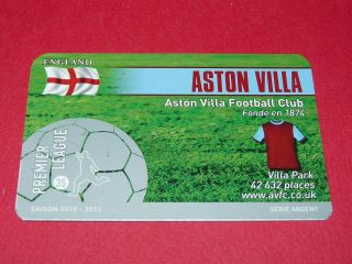 Rare Football Card Foot2pass 2010 - 2011 Aston Villa England Premier League