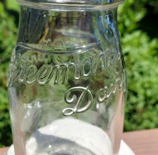 Vintage Milk Bottle Freemans Dairy Allentown Pa Round Embossed Half Pint Srehp