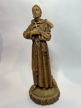 Vintage St Francis Of Assisi Made In Italy 8” Statue Patron Saint Of Animals