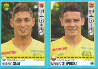 630 - 631 Emiliano Sala Argentina Stepinski Fc.  Nantes Sticker Panini Foot 2017