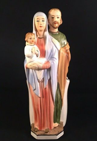 Vintage Holy Family Jesus Mary & Joseph Planter Figurine Ceramic Statue