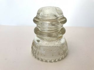 Vintage Surge Small Clear Glass Insulator Babson Bros Chicago 2.  75 "