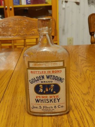 Vintage Golden Wedding Pure Rye Whiskey Bottle