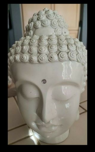 White Ceramic Buda Head 9.  5 " Tall
