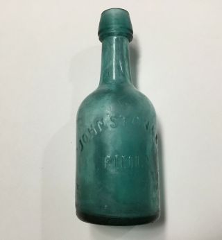 1860s Johnston & Co Phila Green Squat Porter Or Soda Bottle Early Smooth Base
