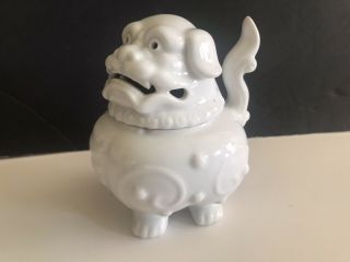 White Foo Dog Lion Japan Pot,  Incense Burner,  Porcelain,  Vintage