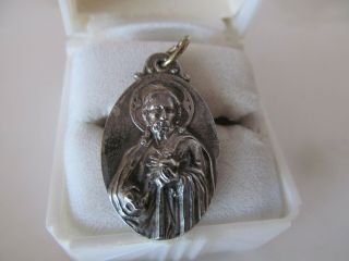 Vtg Sterling Religious Double Sided Jesus Virgin Mother Mary Medal Holy Family