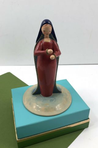 Vintage Wuk Hand Painted Wooden Madonna Mary Figure Made In Germany