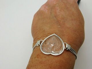 Lenox Sterling Silver Bracelet Footprints In The Sand Clear Acrylic Heart